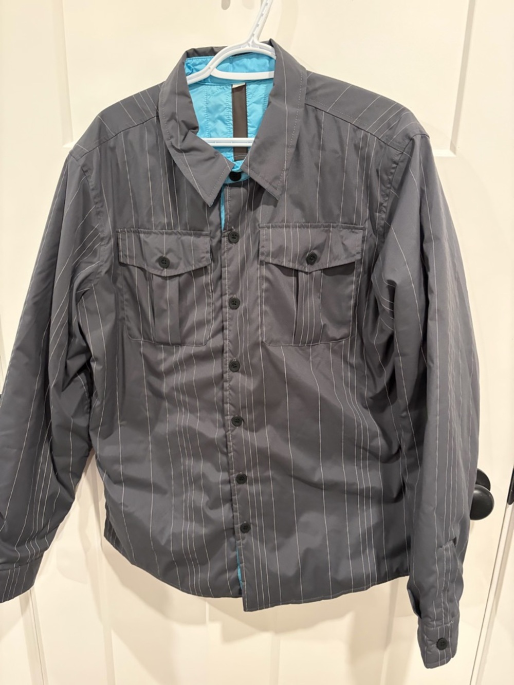 Men's lululemon Gray Pinstripe Button-Up Jacket